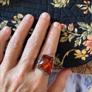 Vintage 60s Faux Amber Costume Ring